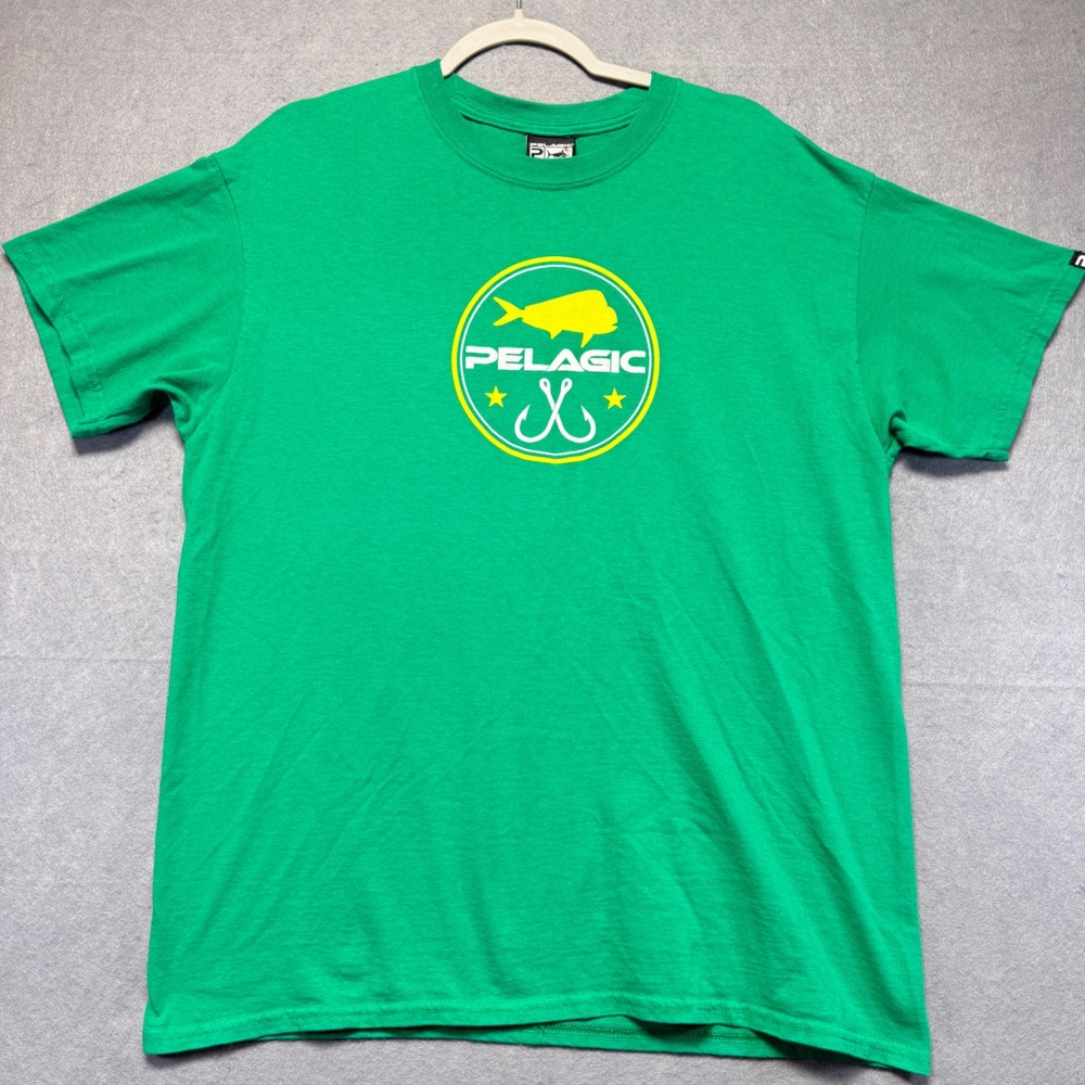 Pelagic Mens Green Graphic‎ Fishing T-Shirt Mahi Mahi Offshore Gear Large USA